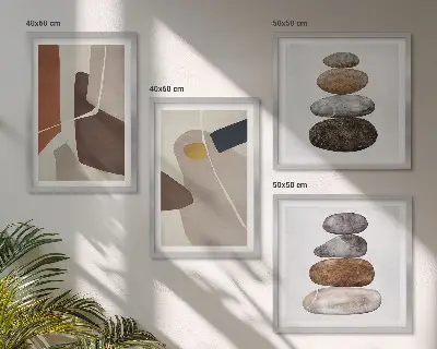 Abstracte boho-vormen poster-set met lijsten