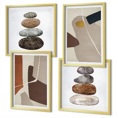 Abstracte boho-vormen poster-set met lijsten