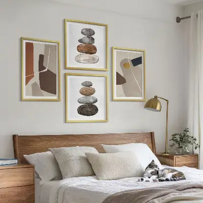 Abstracte boho-vormen poster-set met lijsten