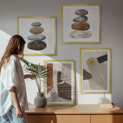 Abstracte boho-vormen poster-set met lijsten
