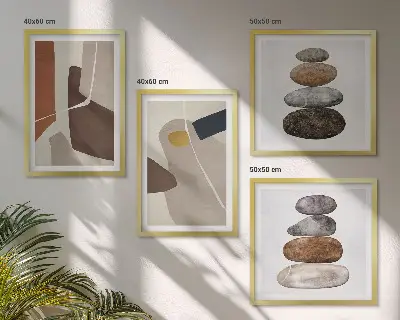 Abstracte boho-vormen poster-set met lijsten
