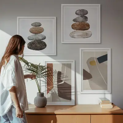 Abstracte boho-vormen poster-set met lijsten