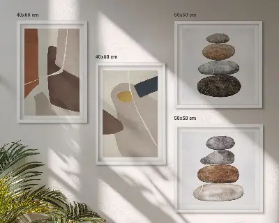 Abstracte boho-vormen poster-set met lijsten