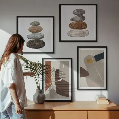 Abstracte boho-vormen poster-set met lijsten
