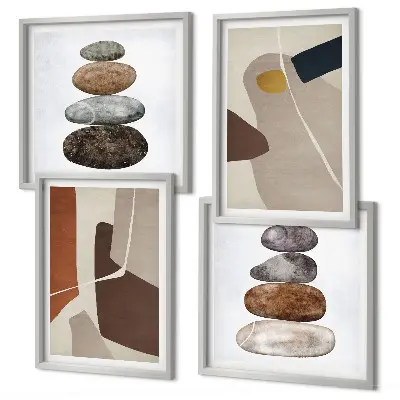 Abstracte boho-vormen poster-set met lijsten