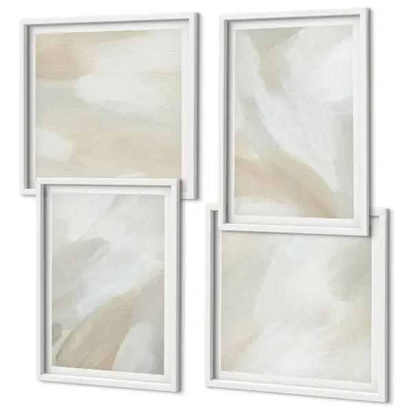 Abstracte penseelschildering op canvas meerluik in lijst