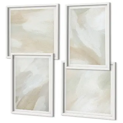 Meerluik in lijst Abstracte penseelschildering op canvas