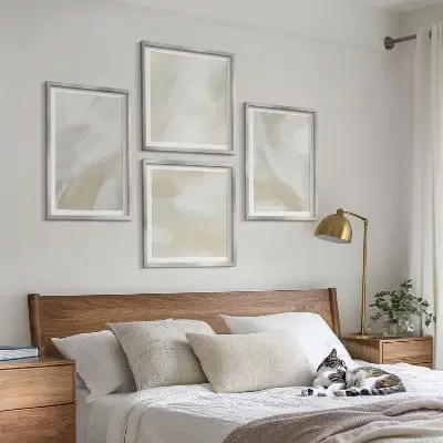 Abstracte penseelschildering op canvas meerluik in lijst