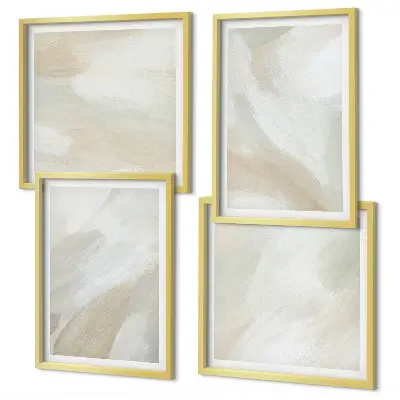 Abstracte penseelschildering op canvas meerluik in lijst