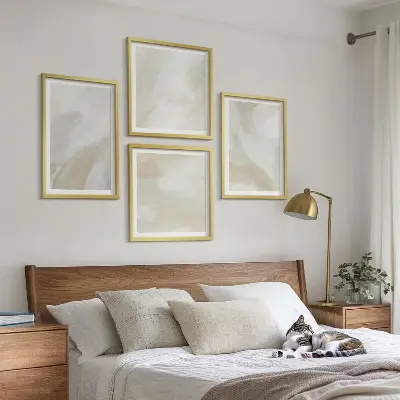 Abstracte penseelschildering op canvas meerluik in lijst