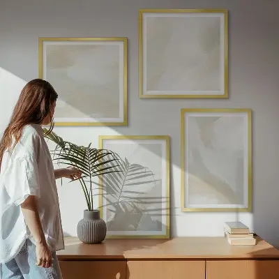 Abstracte penseelschildering op canvas meerluik in lijst