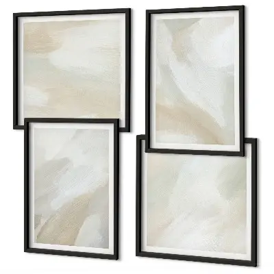 Abstracte penseelschildering op canvas meerluik in lijst