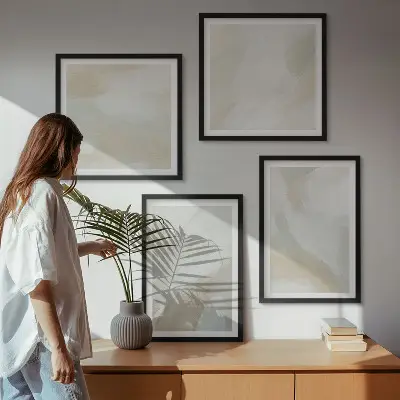 Abstracte penseelschildering op canvas meerluik in lijst