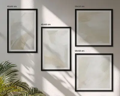 Abstracte penseelschildering op canvas meerluik in lijst