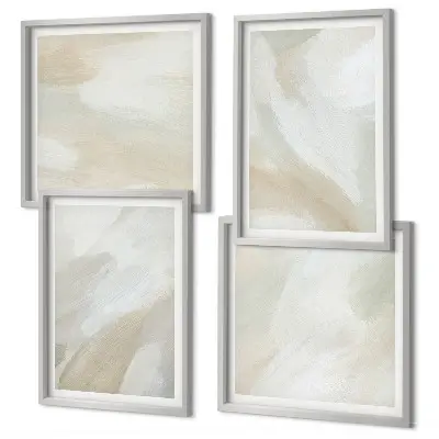 Abstracte penseelschildering op canvas meerluik in lijst
