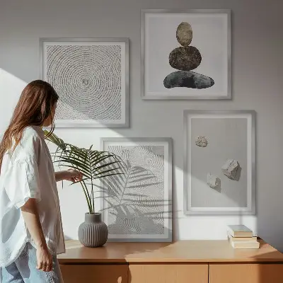 Set posters met lijst moderne zandstenen verfkunst