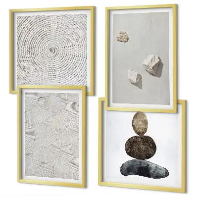 Set posters met lijst moderne zandstenen verfkunst