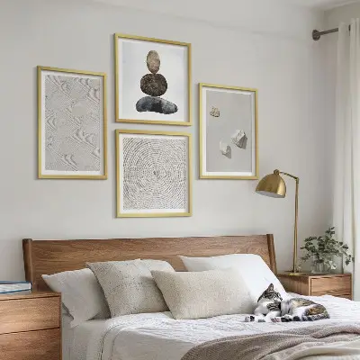 Set posters met lijst moderne zandstenen verfkunst