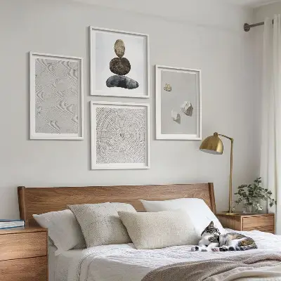 Set posters met lijst moderne zandstenen verfkunst