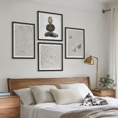 Set posters met lijst moderne zandstenen verfkunst