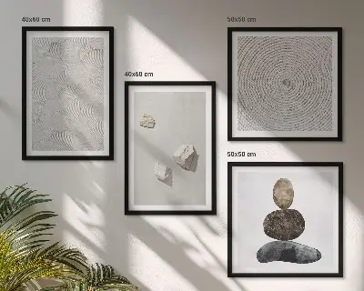 Set posters met lijst moderne zandstenen verfkunst