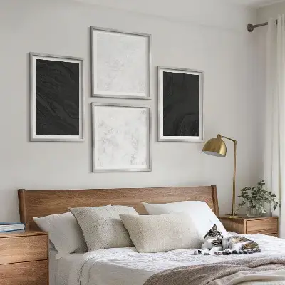 Set posters met lijst donkergrijze en lichtgrijze marmerlook