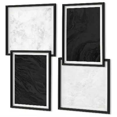 Set posters met lijst donkergrijze en lichtgrijze marmerlook
