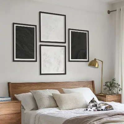 Set posters met lijst donkergrijze en lichtgrijze marmerlook
