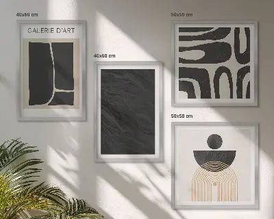 Set posters met lijst Abstracte marmervormen set met abstracte marmervormen