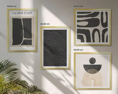 Set posters met lijst Abstracte marmervormen set met abstracte marmervormen