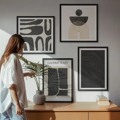 Set posters met lijst Abstracte marmervormen set met abstracte marmervormen
