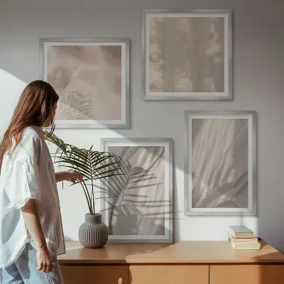 Natuurlijke boho-stoffen van dichtbij meerluik in lijst
