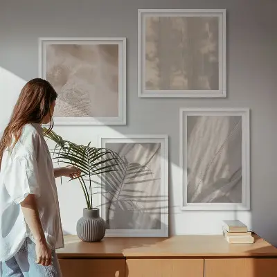 Natuurlijke boho-stoffen van dichtbij meerluik in lijst