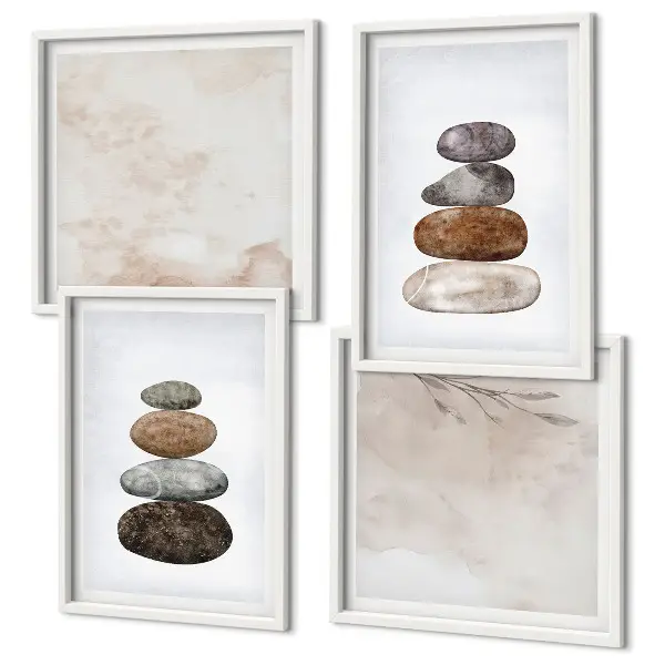 Stapels stenen boho schilderij set van posters met lijst