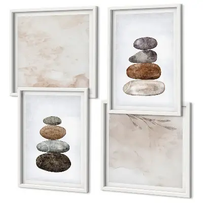 Set van posters met lijst Stapels stenen boho schilderij