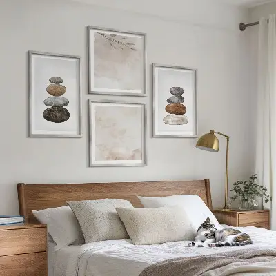 Stapels stenen boho schilderij set van posters met lijst