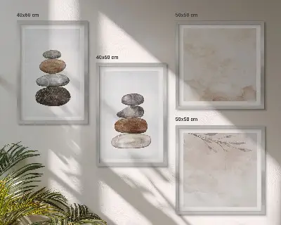 Stapels stenen boho schilderij set van posters met lijst