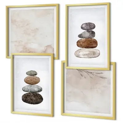 Stapels stenen boho schilderij set van posters met lijst
