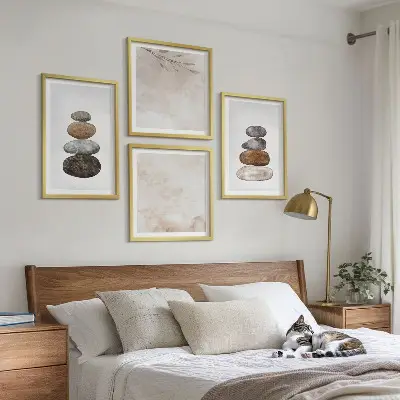 Stapels stenen boho schilderij set van posters met lijst