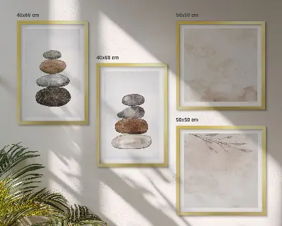 Stapels stenen boho schilderij set van posters met lijst