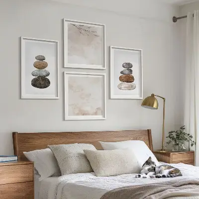 Stapels stenen boho schilderij set van posters met lijst