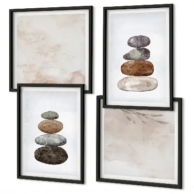 Stapels stenen boho schilderij set van posters met lijst