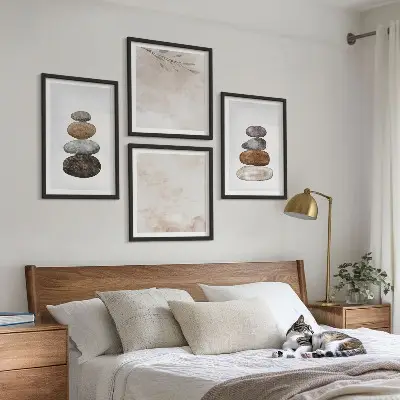 Stapels stenen boho schilderij set van posters met lijst