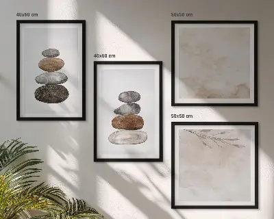 Stapels stenen boho schilderij set van posters met lijst