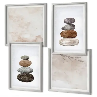 Stapels stenen boho schilderij set van posters met lijst