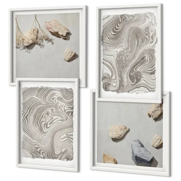 Moderne abstracte vormen meerluik in lijst
