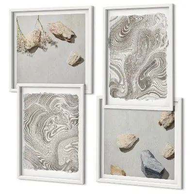 Moderne abstracte vormen meerluik in lijst
