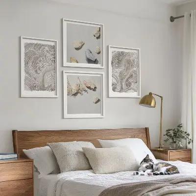 Moderne abstracte vormen meerluik in lijst