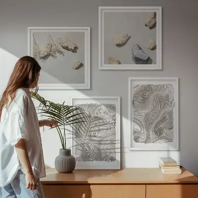 Moderne abstracte vormen meerluik in lijst