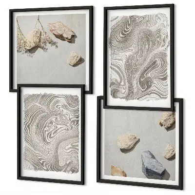 Moderne abstracte vormen meerluik in lijst